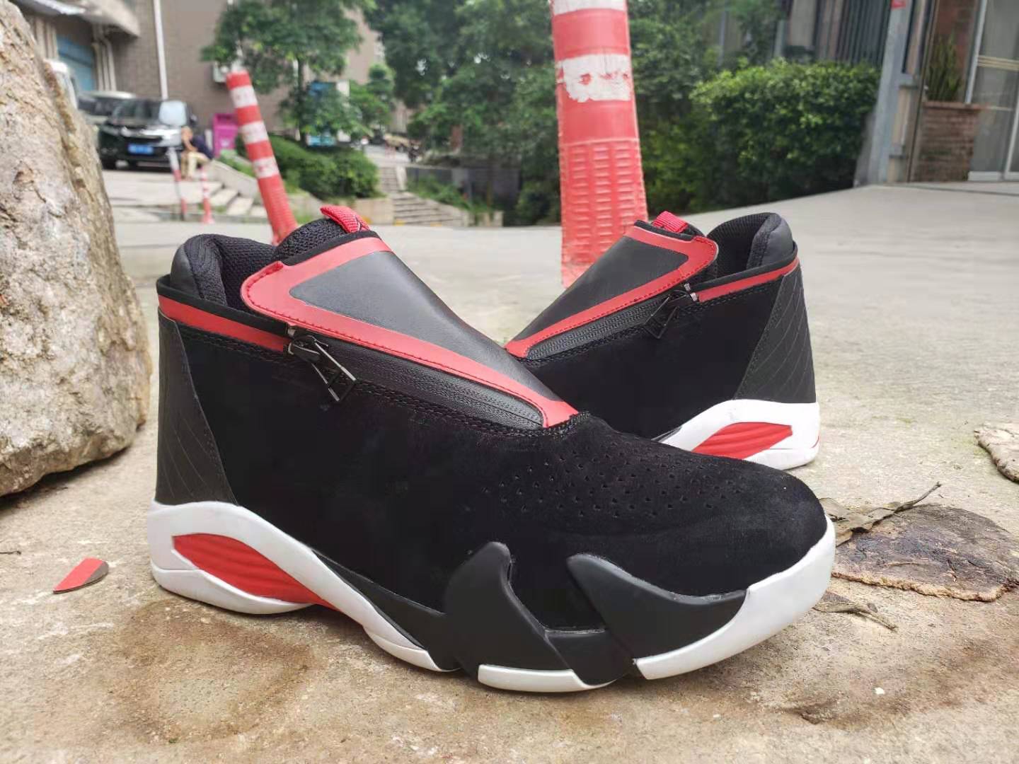 2019 Air Jordan 14 Zipper Black Red White Shoes
